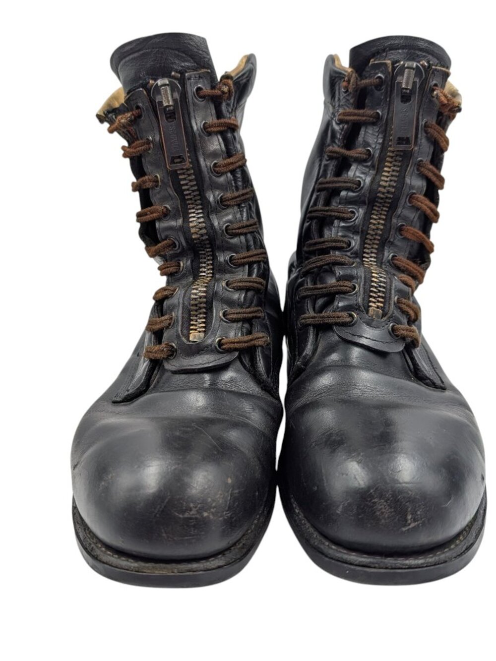 Vintage Chippewa Mens Sz 11.5E Black Zip Tie Leather Heavy Firemans Work Boots